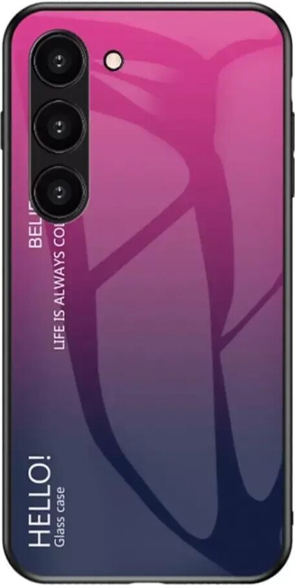 Samsung Galaxy S23 Glass Bakdeksel - Hello - Rosa & Lilla