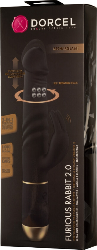 Marc Furious Rabbit 2.0 oppladbar roterende Pearl rabbitvibrator - Svart