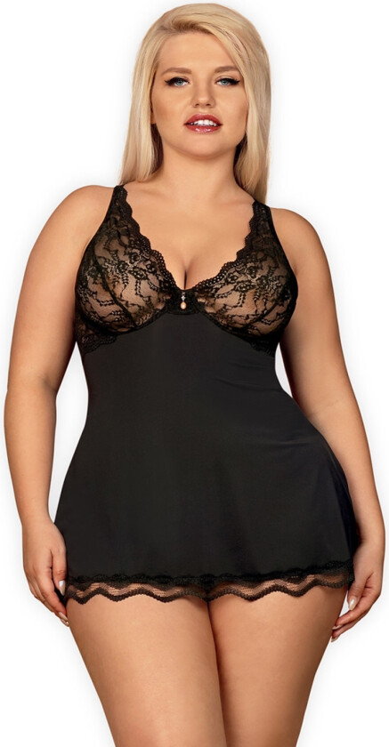 Luvae Babydoll Plus Size - Svart - Plus size