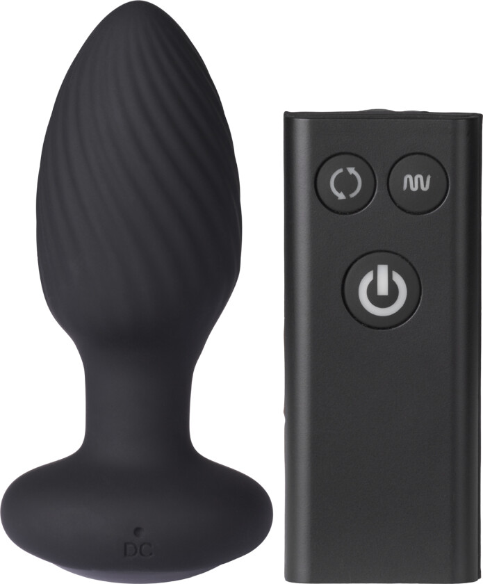 Tornado Roterende Analplugg med Fjernkontroll    - Svart