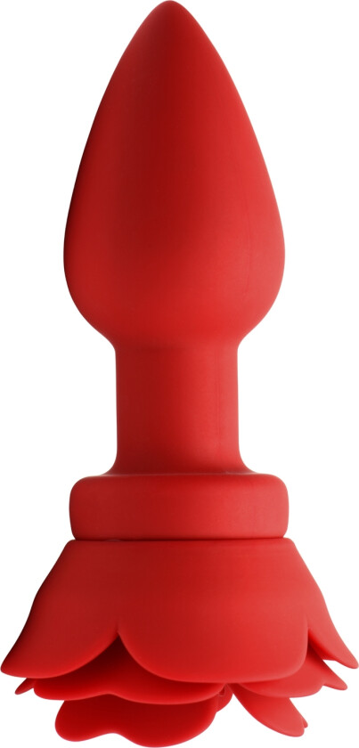 Large Rose Vibrerende Butt Plug - Rød