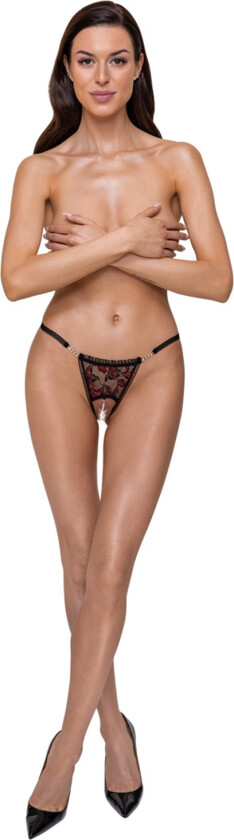 Tanga med Perler og Fransk Åpning - Rød - M/L