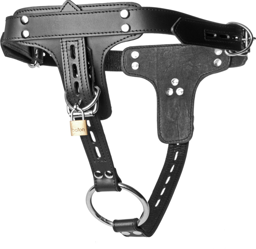 Premium Locking Seletøy for Penisring og Analplugg   - Svart
