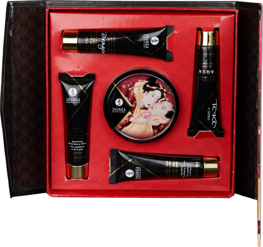 Geisha's Secrets Collection Sparkling Strawberry Wine Intimate Massasjesett - Forskjellige farger