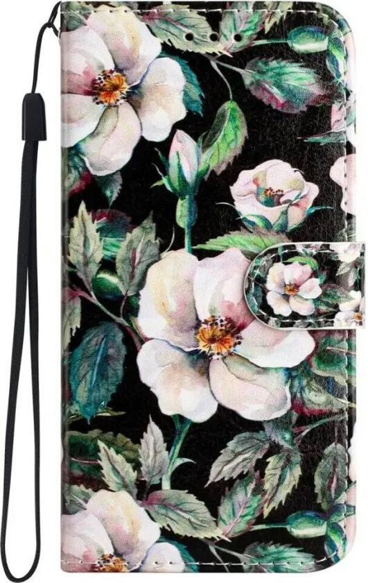 Samsung Galaxy S24 Kunstskinn Flipdeksel m. Lommebok og Stropp - Magnolia Blomster