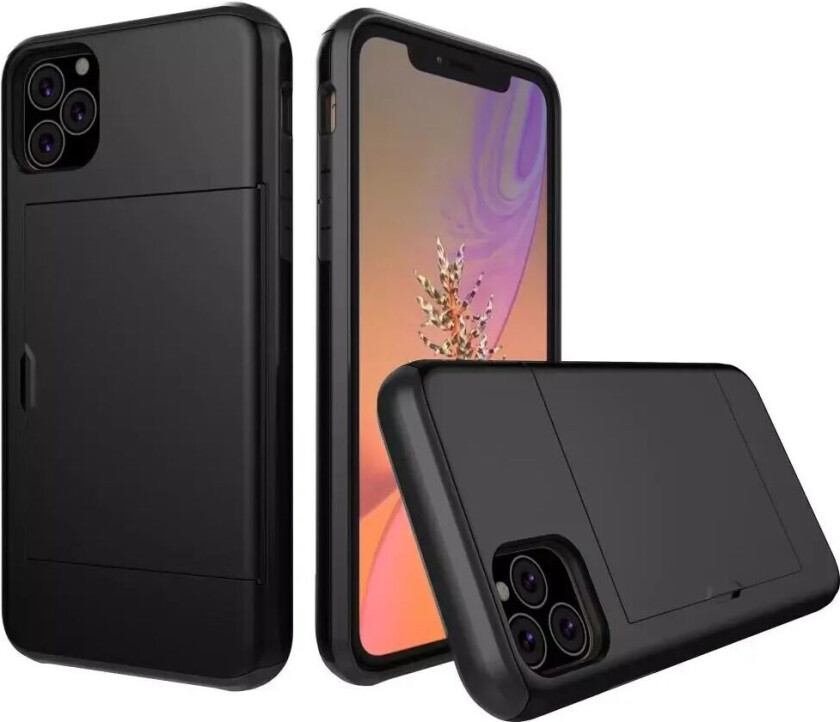 iPhone 11 Pro Hard Plast Deksel m. Kredittkortlomme - Sort