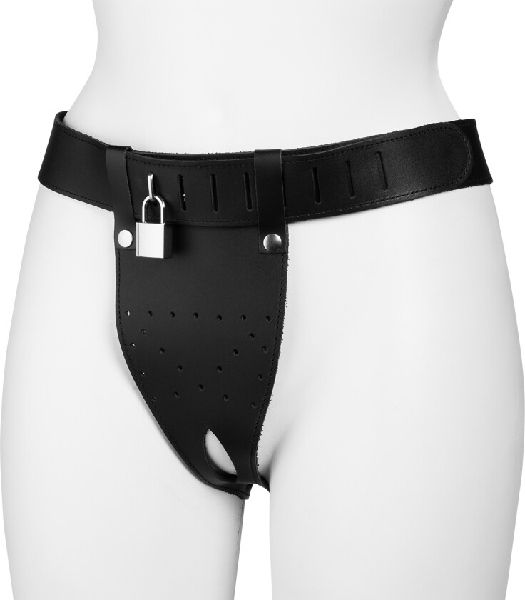 Skinn Kyskhetsbelte til Kvinner med Åpen Front M/L - Svart