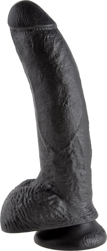 Realistisk Dildo med Testikler 23 cm   - Svart