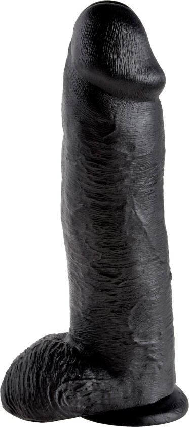 Realistisk Dildo med Pung 30 cm   - Svart