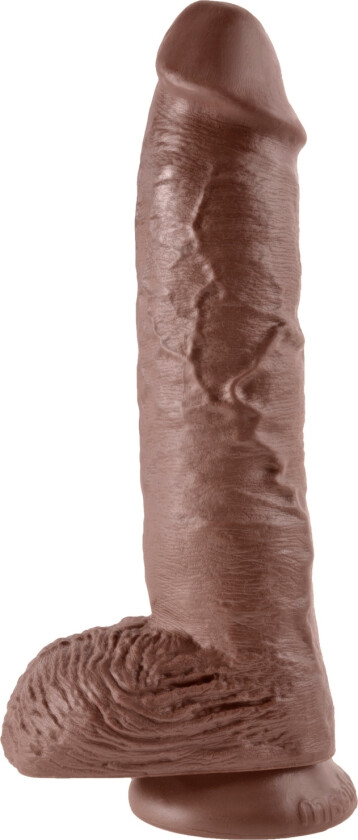 Realistisk Dildo med Baller 25,4 cm   - Brun