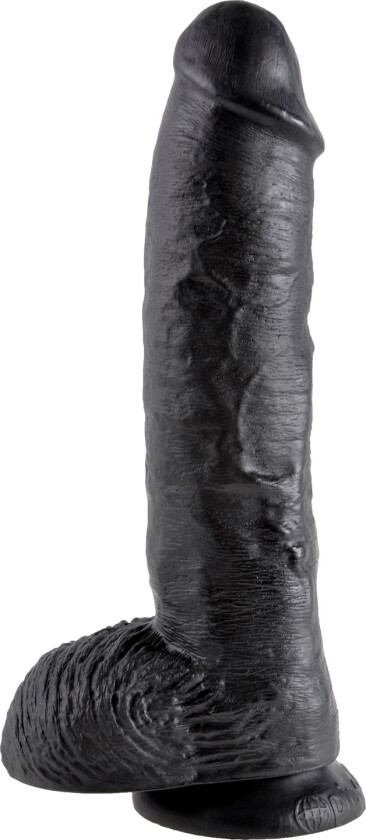Realistisk Dildo med Baller 25,4 cm - Svart
