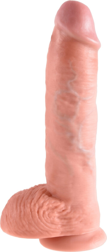 Realistisk Dildo med Baller 25,4 cm   - Beige