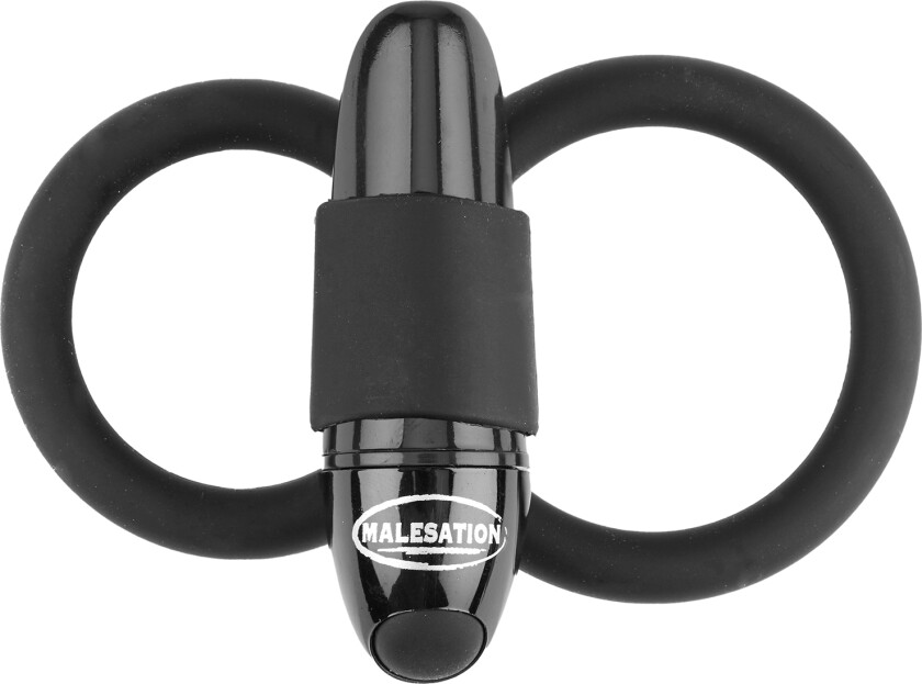 Dobbel Penisring med Vibrator     - Svart