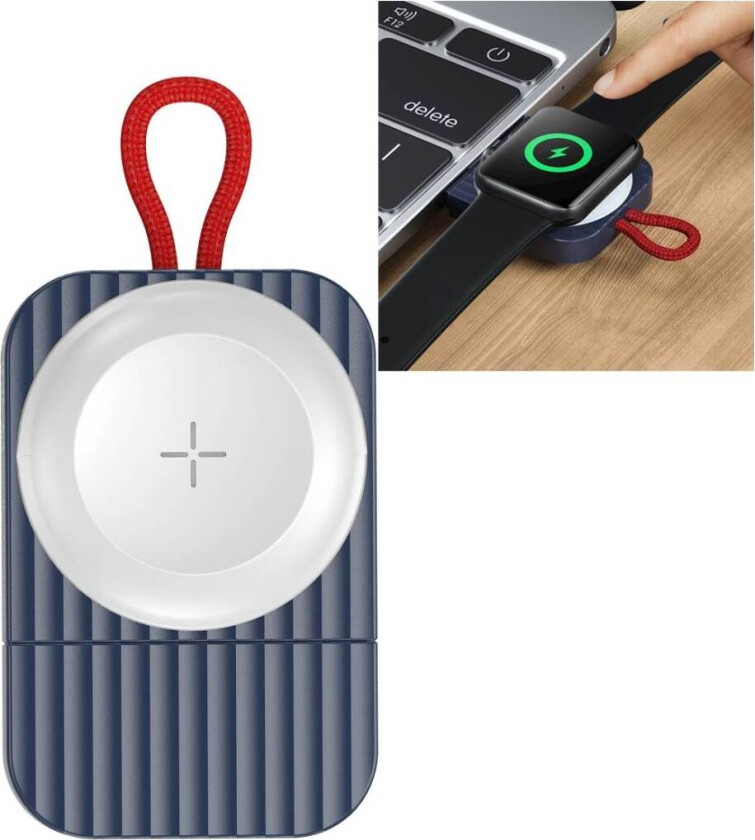 Rock W26 USB trådløs lader til Apple Watch - Blå