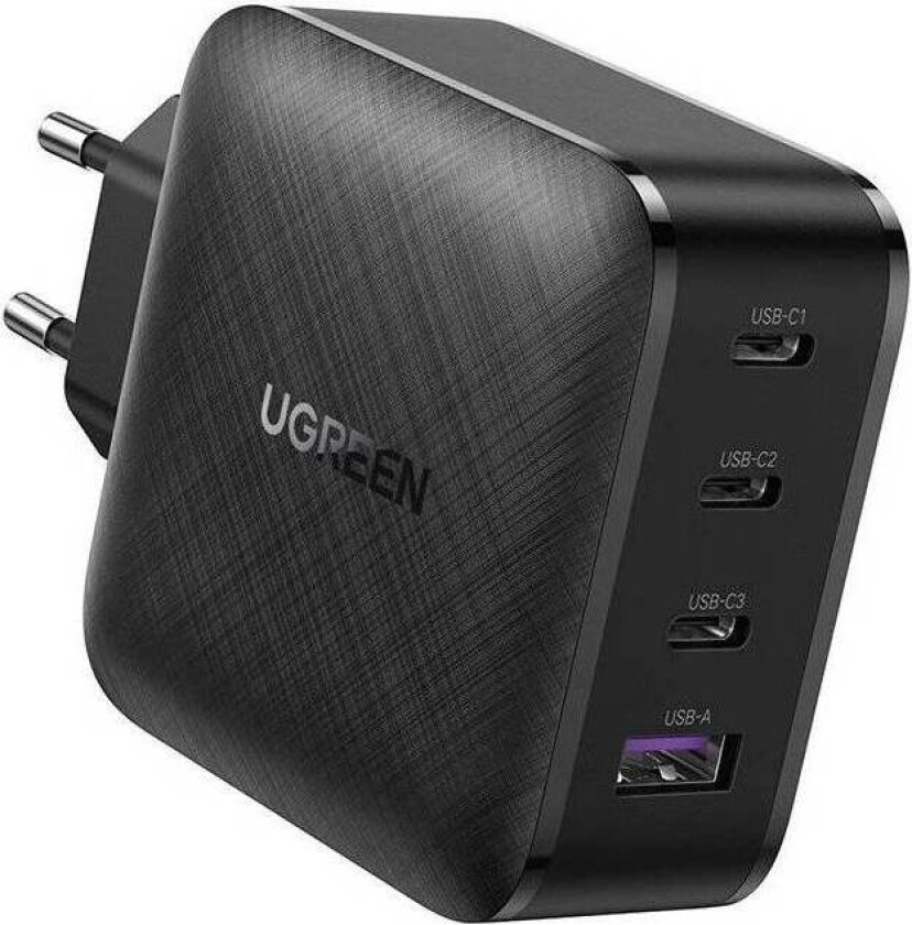 GaN X 4-porter PD3.0 QC 65W 3xUSB-C og 1xUSB-A Mac-lader