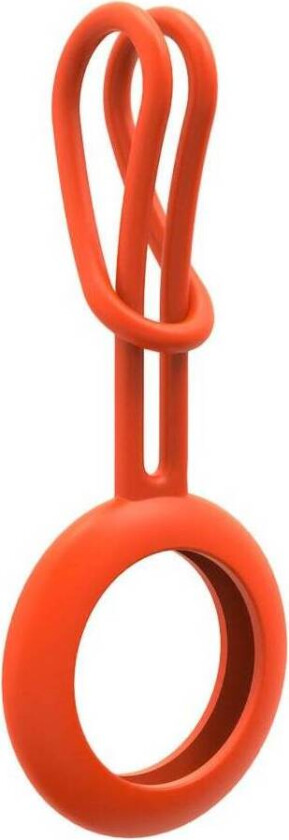 AirTag holder med lang stropp i silikon i oransje