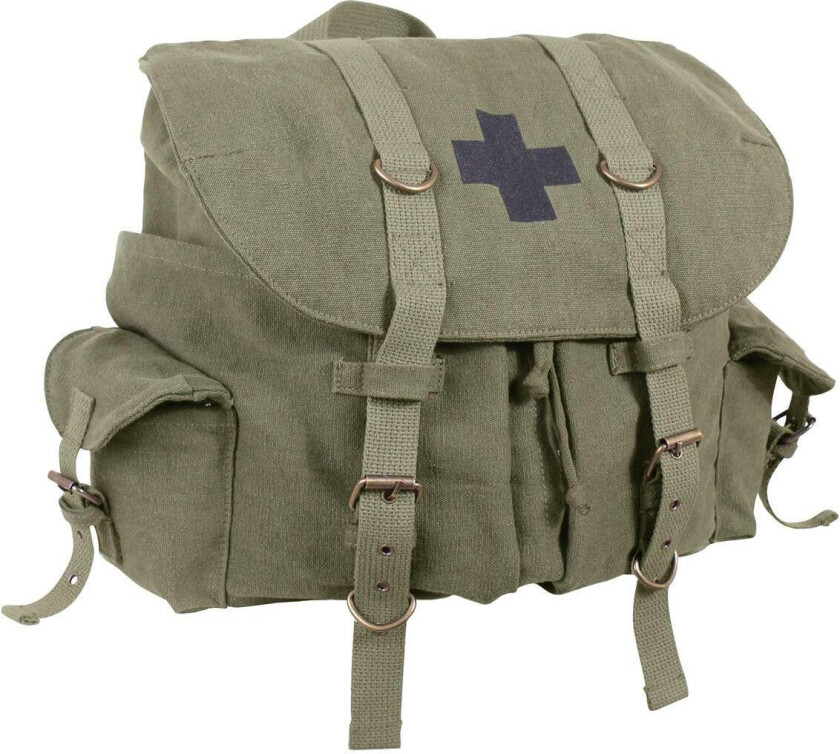 Compact Weekender Backpack With Cross Olive w. Black Cross