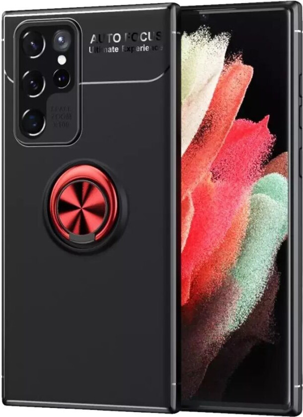 Samsung Galaxy S22 Ultra Fleksibelt Deksel med Magnetisk Stativ - Svart & Rød