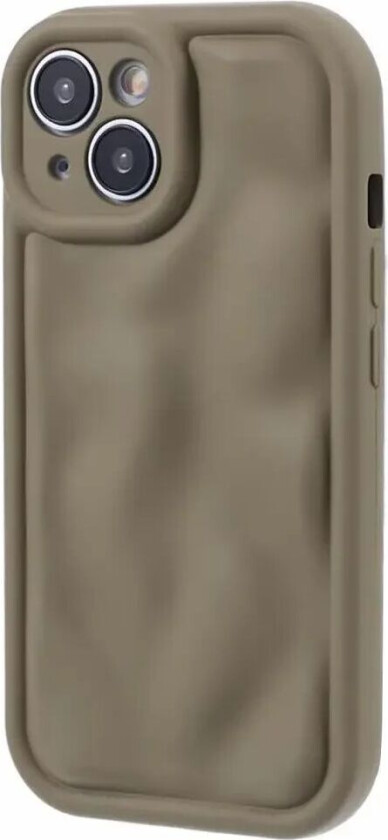 iPhone 15 fleksibelt Plast Deksel med. Bølgedesign - Mat Brun