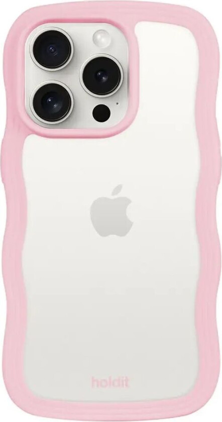 Holdit iPhone 15 Pro Max Wavy Deksel - Pink / Transparent