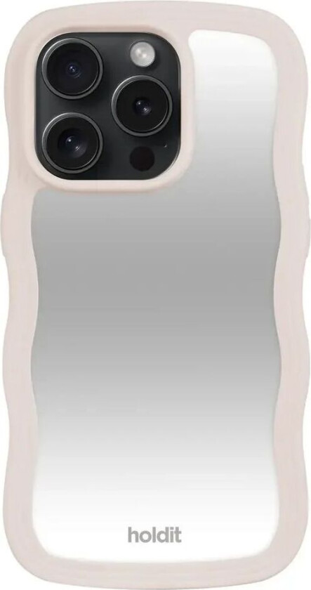 Holdit iPhone 15 Pro Wavy Deksel - Light Beige / Mirror