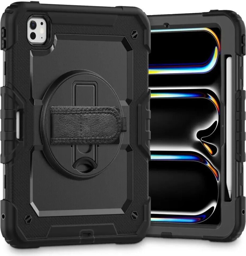 iPad Pro 11" (2024) Tech-Protect Håndverker Deksel m. Beskyttelsesfilm, Håndholder & Skulderstropp - Svart