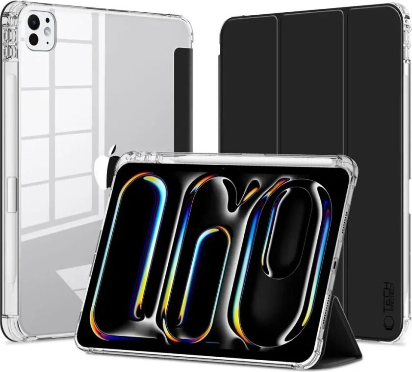 iPad Pro 13" (2024) Tech-Protect SC Hybrid Deksel m. Apple Pencil Holder - Svart / Gjennomsiktig