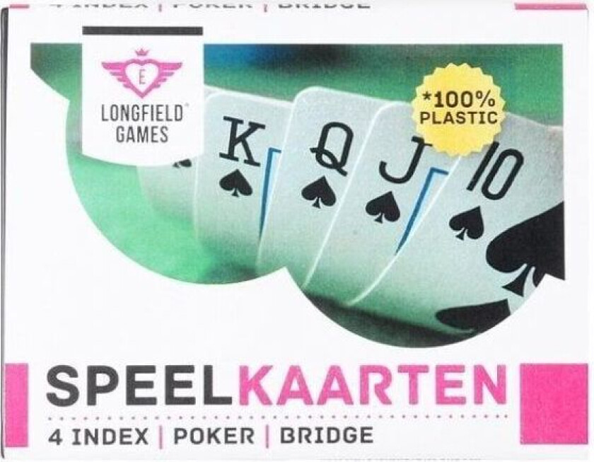 100% plast Spillkort av høy kvalitet 2-pakning rød/blå