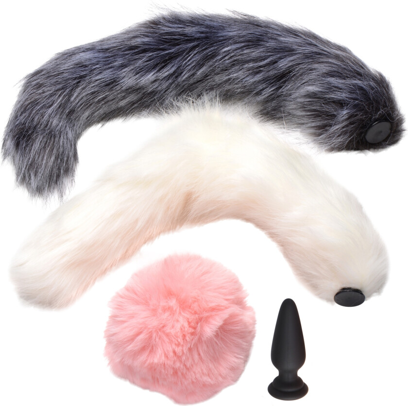 Analplugg med 3 Halefester - Forskjellige farger