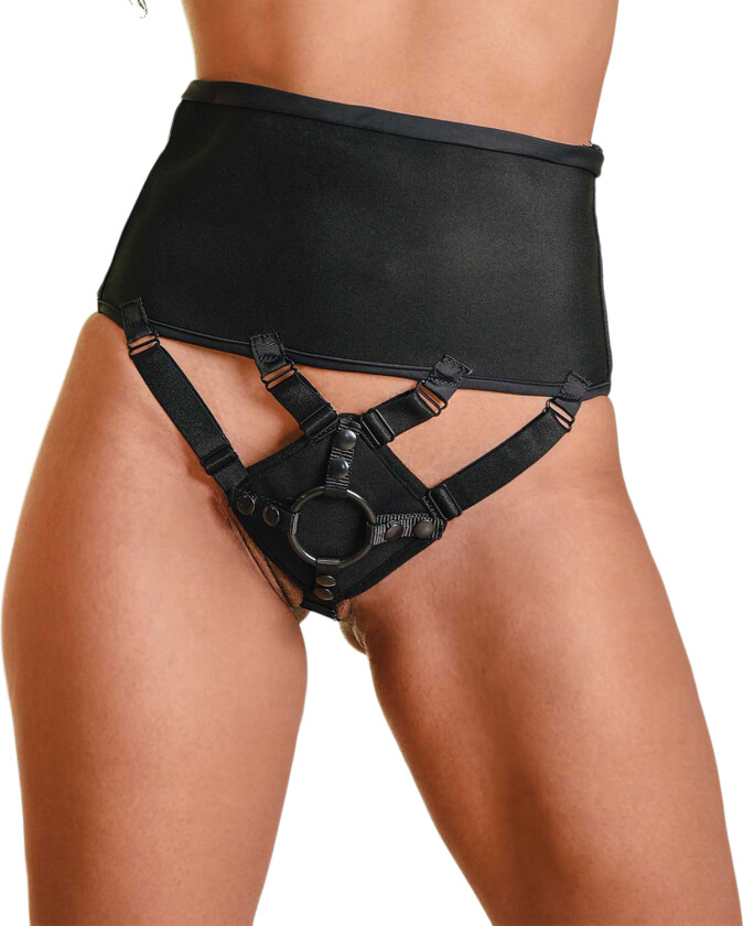 High Waisted Korsett Strap On - Svart