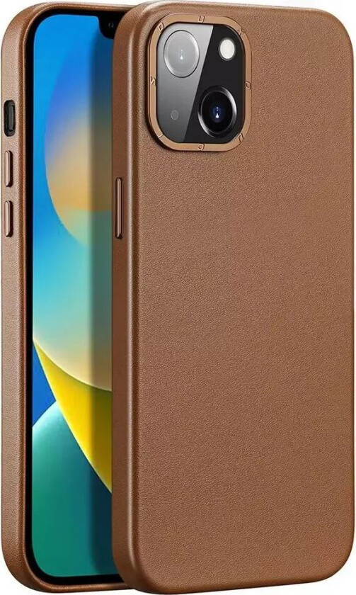 iPhone 14 DUX DUCIS Grit Elegant Kunstskinn Bakdeksel - MagSafe-kompatibel - Brun