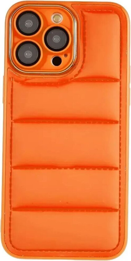 iPhone 14 Pro Max Skinndekket 3D Plastbakdeksel med Kameralinsebeskyttelse - Oransje