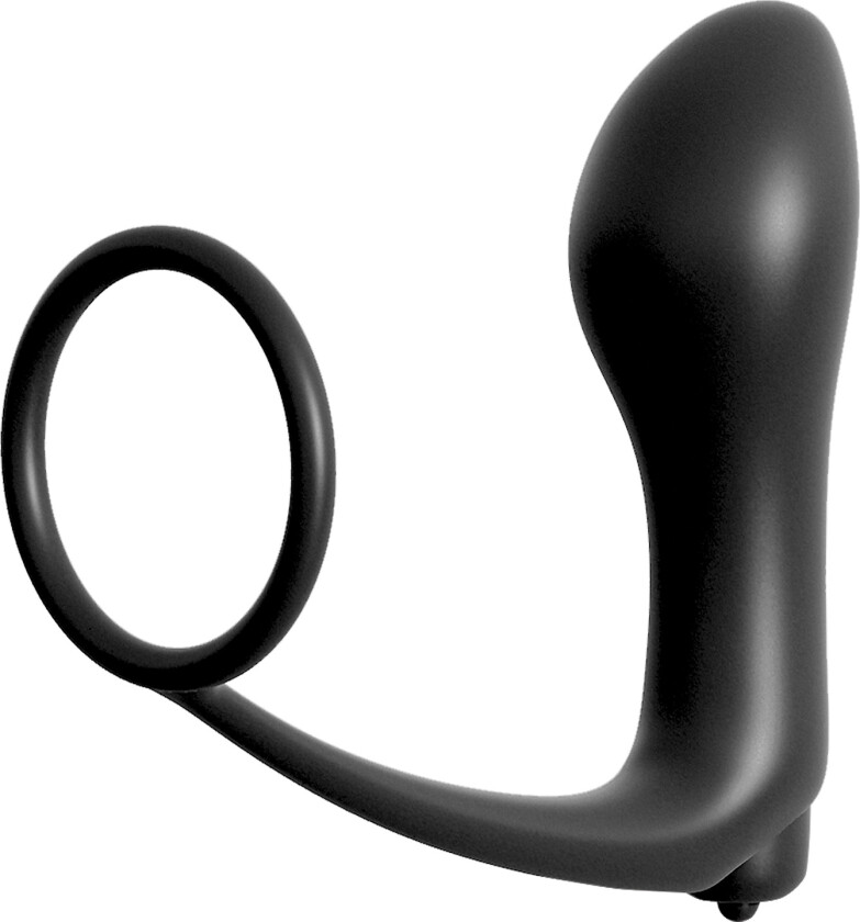 Butt-Gasm Penisring med Vibrerende Analplugg - Svart