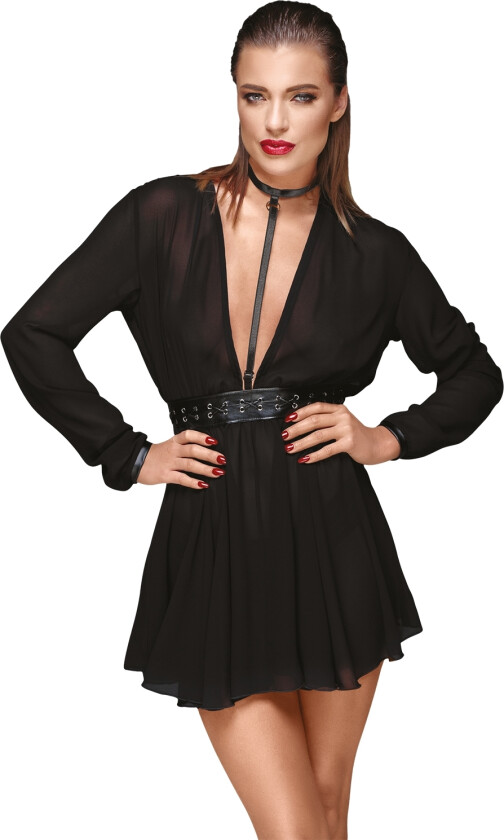 Chiffon Minikjole med Choker - Svart - L