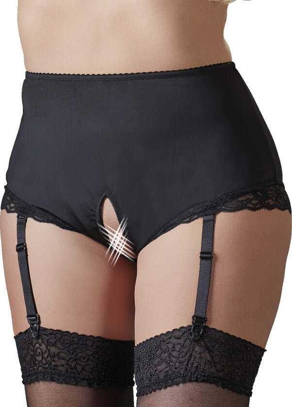 Bunnløs Truse med Strømpestropper Plus Size - Svart - XL