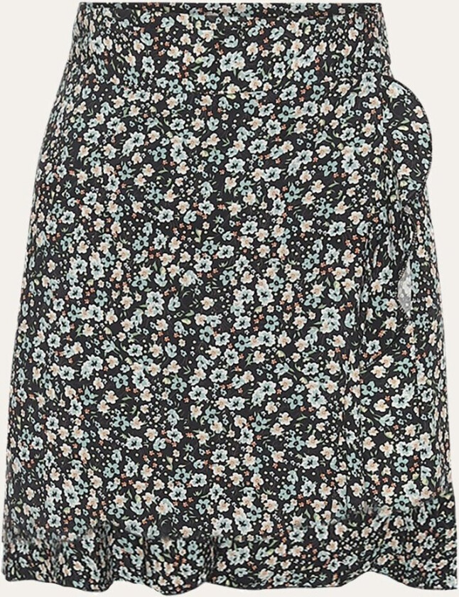 Milly Wrap Skjørt Kort - Black/blue Flower