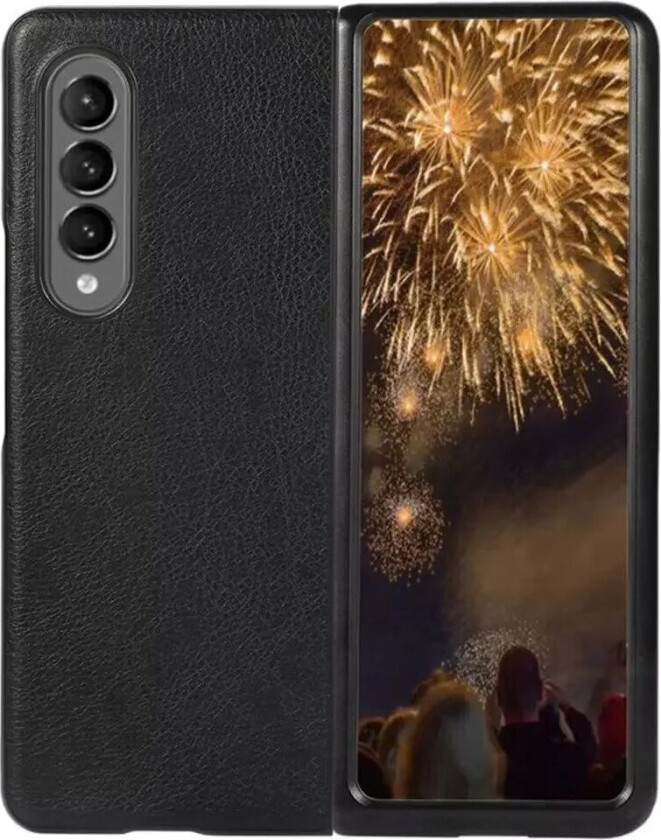 Samsung Galaxy Z Fold4 5G Litchi Kunstskinn Bakdeksel - Svart