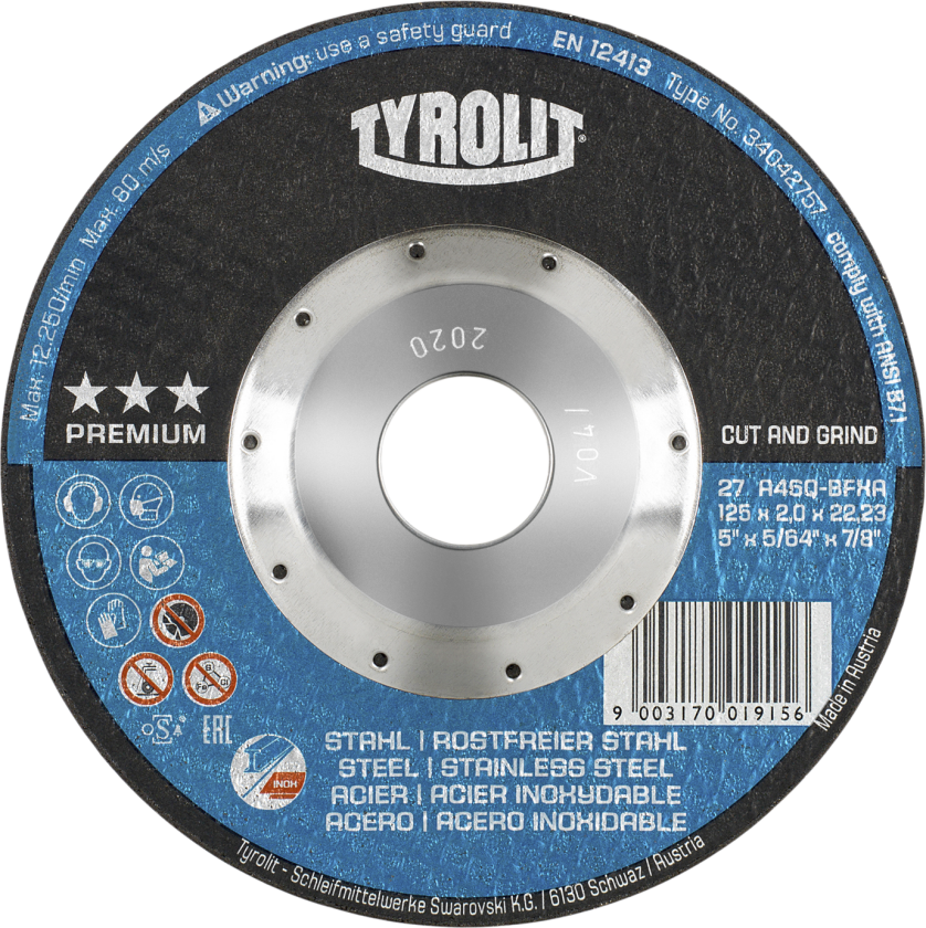 Skære-/skrubskive Premium 27EC ø125Ã2 A46Q-BFXA