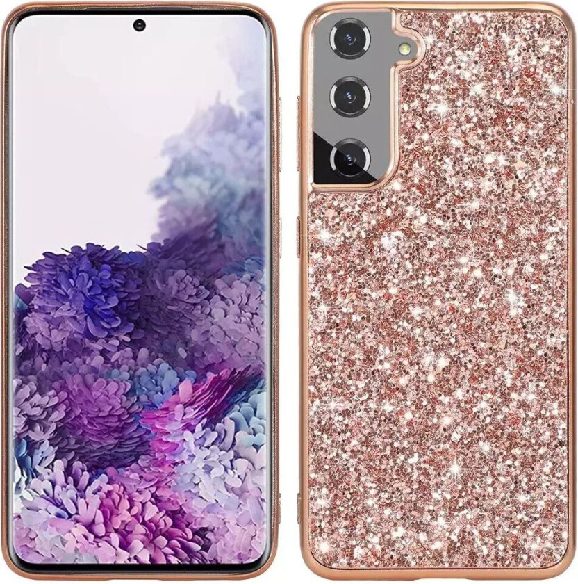 Samsung Galaxy S21 FE (5G) Plastikk Deksel m. Glitter - Rose Gold