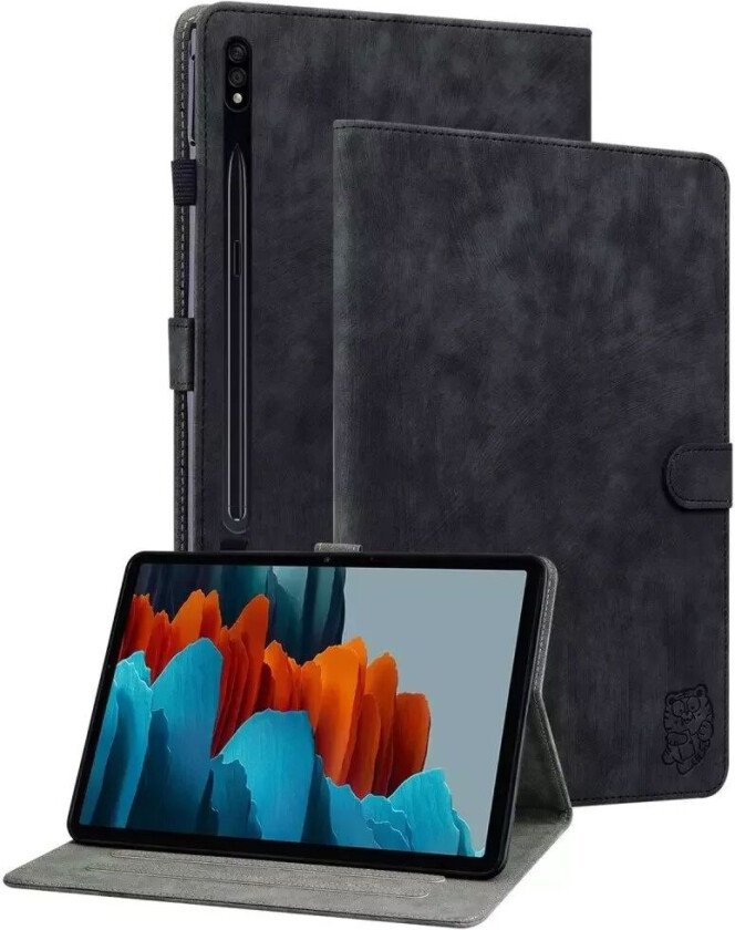 Samsung Galaxy Tab S9 Skinndeksel med stativfunksjon og kortholder - Svart