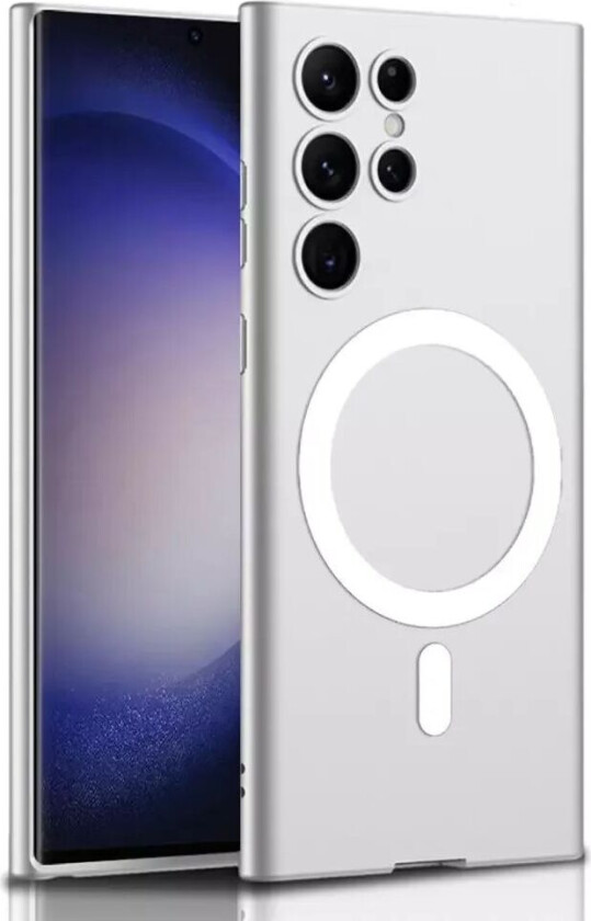 Samsung Galaxy S23 Ultra Fleksibelt Plastdeksel med Magnetring - MagSafe Kompatibel - Sølv