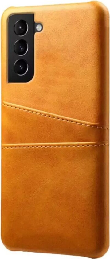 Samsung Galaxy S22 Kunstskinn Bakdeksel Med Kortlommer - Oransje