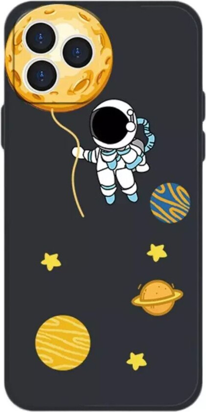 iPhone 13 Pro Fleksibelt Deksel av Plast med Trykk - Astronaut i Verdensrommet / Svart