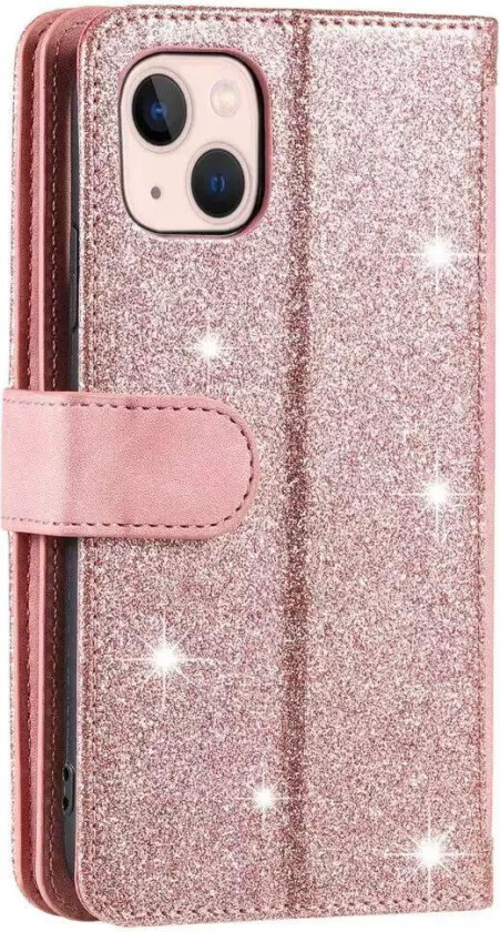 iPhone 14 Skinndeksel m. Lommebok og Magnetlås - Rosa