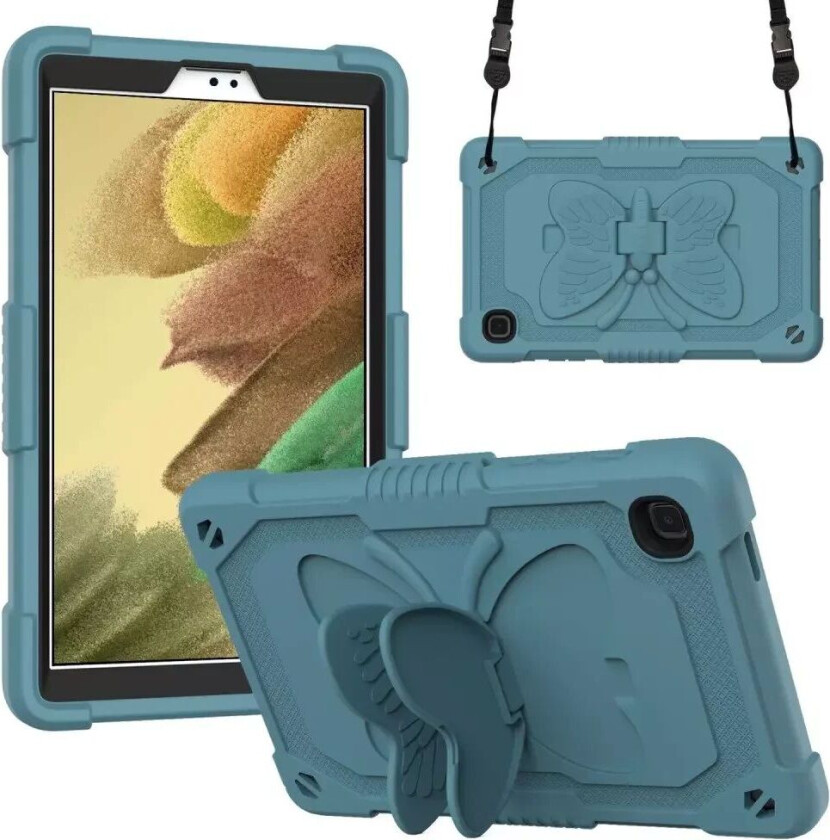 Samsung Galaxy Tab A7 Lite Butterfly Kickstand Barnedeksel - Mørk Grønn