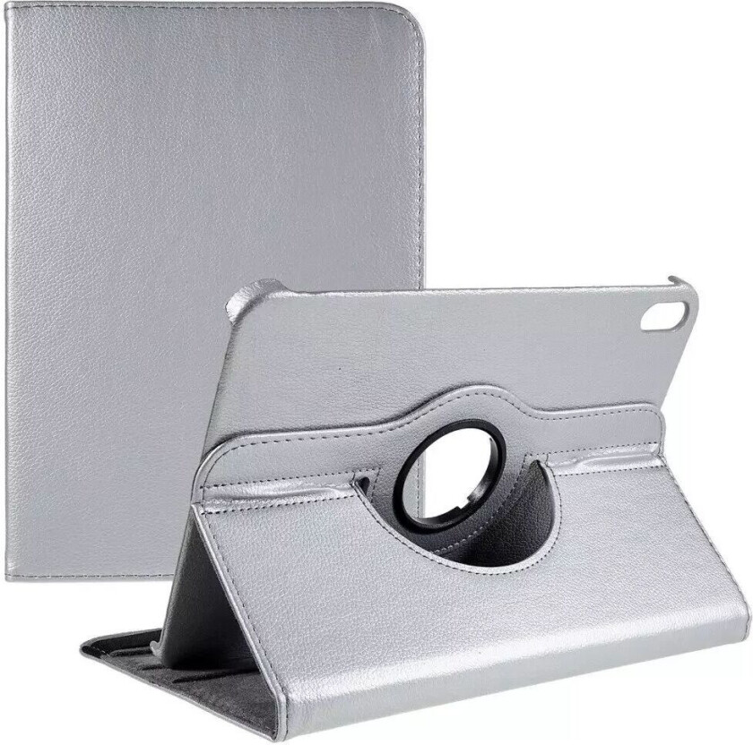 iPad 10.9" (2022) Klassisk Skinn Deksel m. 360⁰ Stativfunksjon - Sølv