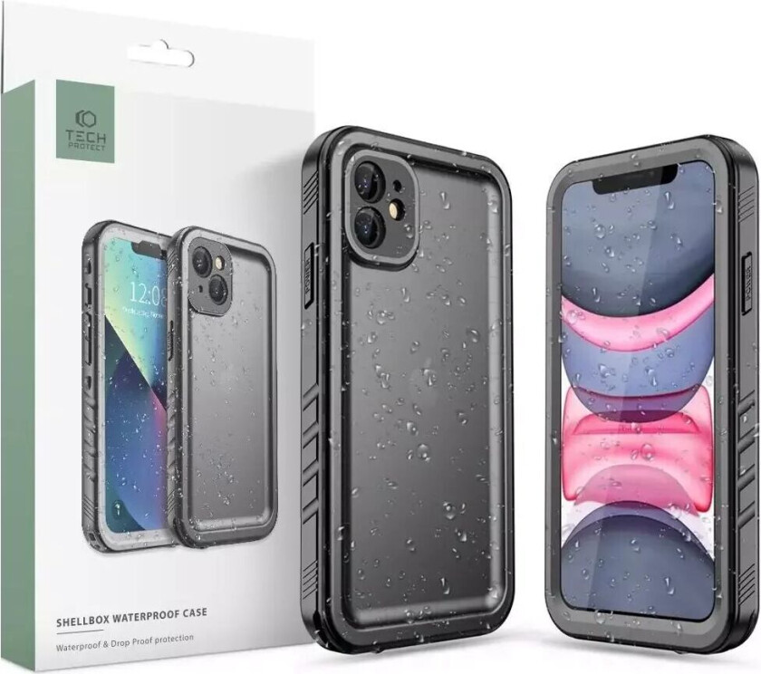 Tech-Protect iPhone 11 Vanntett Deksel - Gjennomsiktig / Svart