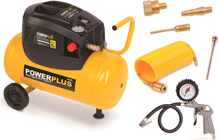 Kompressor 1,5 hk, 24 liter + tilbehør