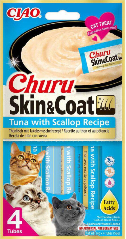 Churu Skin & Coat Tuna & Scallop, 4st