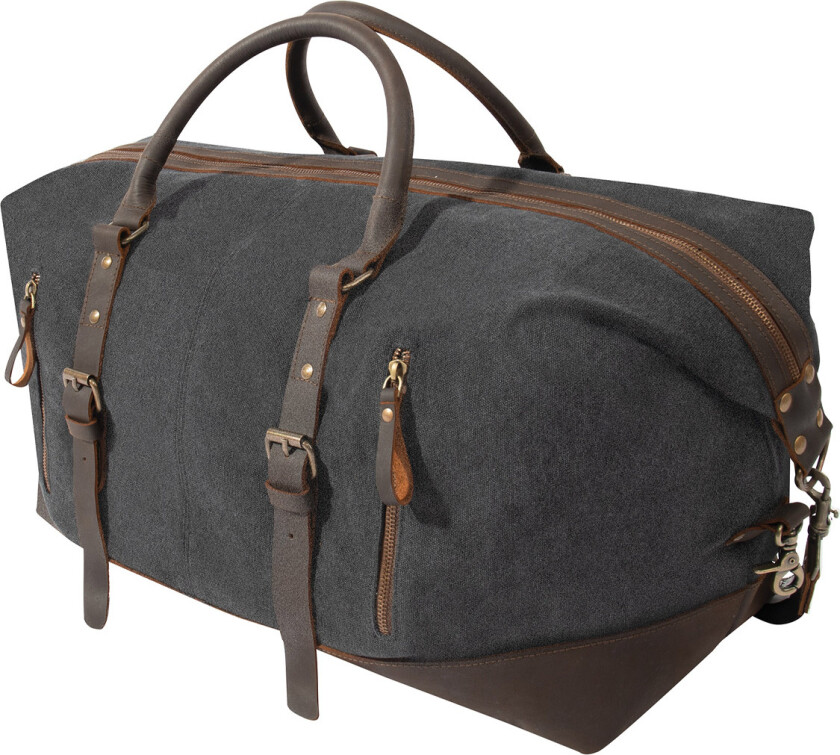 Weekend Bag w. Leather Accents Charcoal